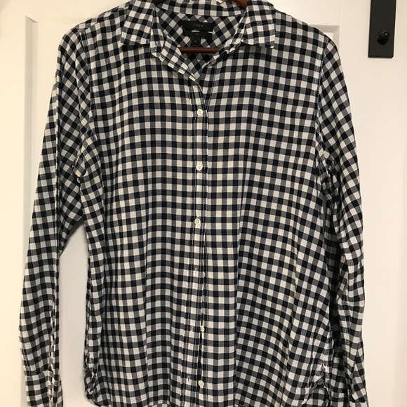 J Crew shirt, Size 12,  blue and white gingham pattern - Picture 1 of 3